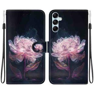 For Samsung Galaxy A15 Crystal Texture Colored Drawing Leather Phone Case(Purple Peony)