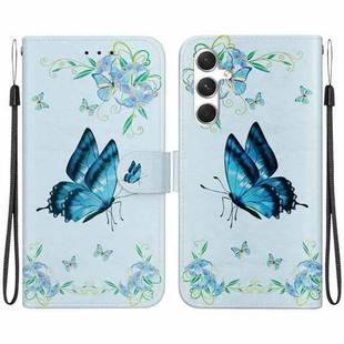 For Samsung Galaxy S24+ 5G Crystal Texture Colored Drawing Leather Phone Case(Blue Pansies)