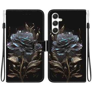 For Samsung Galaxy S24 5G Crystal Texture Colored Drawing Leather Phone Case(Black Rose)