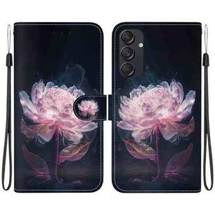 For Samsung Galaxy M55 Crystal Texture Colored Drawing Leather Phone Case(Purple Peony)