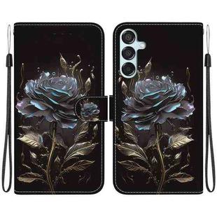 For Samsung Galaxy M15/F15 Crystal Texture Colored Drawing Leather Phone Case(Black Rose)