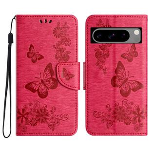 For Google Pixel 8 Butterfly Embossed Flip Leather Phone Case(Red)