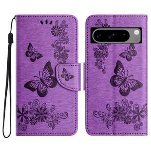 For Google Pixel 8 Pro Butterfly Embossed Flip Leather Phone Case(Purple)
