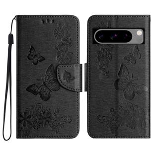 For Google Pixel 8 Pro Butterfly Embossed Flip Leather Phone Case(Black)