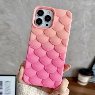 For iPhone 13 Pro Gradient Mermaid Scale Skin Feel Phone Case(Rose Red Pink)