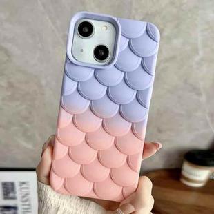 For iPhone 15 Gradient Mermaid Scale Skin Feel Phone Case(Pink Purple)