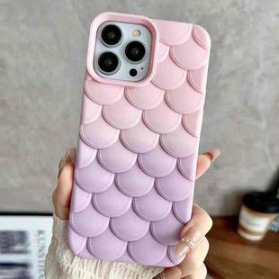 For iPhone 15 Pro Gradient Mermaid Scale Skin Feel Phone Case(Purple Pink)