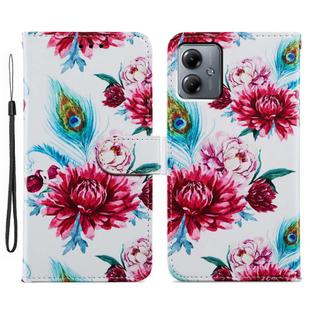 For Motorola Moto G14 Painted Pattern Horizontal Flip Leather Phone Case(Peacock Flower)
