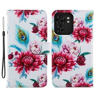 For Motorola Edge 40 Painted Pattern Horizontal Flip Leather Phone Case(Peacock Flower)