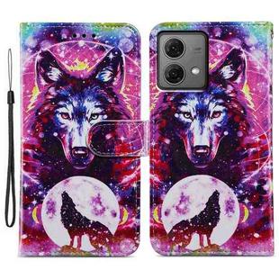 For Motorola Moto G84 Painted Pattern Horizontal Flip Leather Phone Case(Wolf Totem)