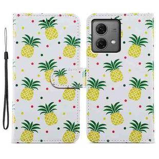 For Motorola Moto G84 Painted Pattern Horizontal Flip Leather Phone Case(Pineapple)