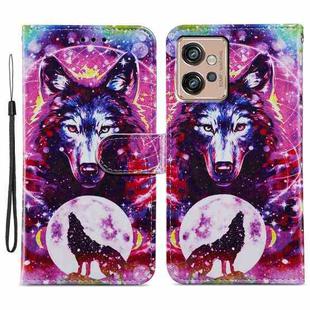 For Motorola Moto G32 Painted Pattern Horizontal Flip Leather Phone Case(Wolf Totem)