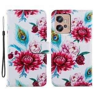 For Motorola Moto G32 Painted Pattern Horizontal Flip Leather Phone Case(Peacock Flower)