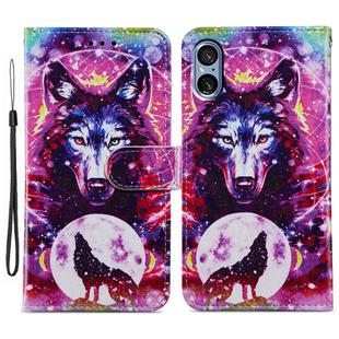 For Sony Xperia 5 V Painted Pattern Horizontal Flip Leather Phone Case(Wolf Totem)