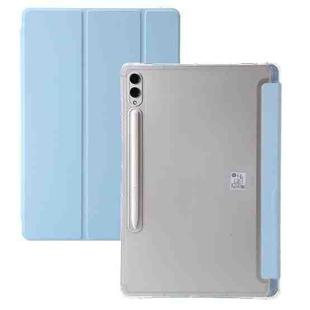 For Samsung Galaxy Tab S9 3-Fold Clear Acrylic Leather Tablet Case(Ice Blue)