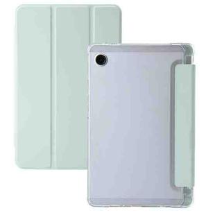 For Samsung Galaxy Tab A9 3-Fold Clear Acrylic Leather Tablet Case(Green)