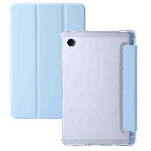 For Samsung Galaxy Tab A9 3-Fold Clear Acrylic Leather Tablet Case(Ice Blue)