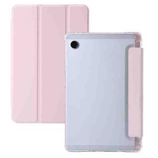 For Samsung Galaxy Tab A9 3-Fold Clear Acrylic Leather Tablet Case(Pink)