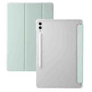 For Samsung Galaxy Tab S10 Ultra 3-Fold Clear Acrylic Leather Tablet Case(Green)