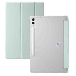 For Samsung Galaxy Tab S10 FE+ 3-Fold Clear Acrylic Leather Tablet Case(Green)