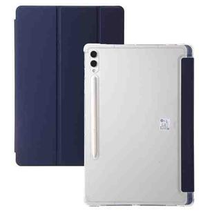 For Samsung Galaxy Tab S10 FE+ 3-Fold Clear Acrylic Leather Tablet Case(Dark Blue)