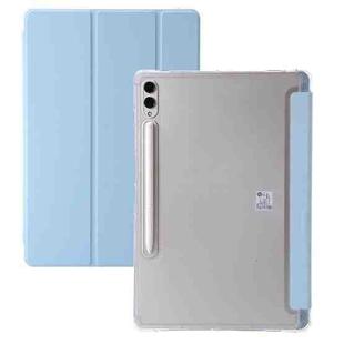 For Samsung Galaxy Tab S10 FE+ 3-Fold Clear Acrylic Leather Tablet Case(Ice Blue)