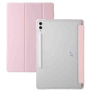 For Samsung Galaxy Tab S10 FE+ 3-Fold Clear Acrylic Leather Tablet Case(Pink)