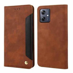 For Motorola Moto G54 Skin Feel Splicing Leather Phone Case(Brown)