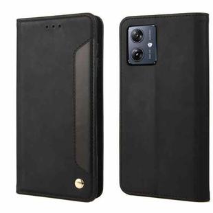 For Motorola Moto G35 Skin Feel Splicing Leather Phone Case(Black)