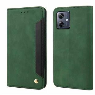 For Motorola Moto G35 Skin Feel Splicing Leather Phone Case(Green)