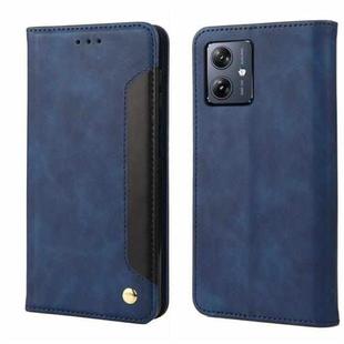 For Motorola Moto G55 Skin Feel Splicing Leather Phone Case(Blue)