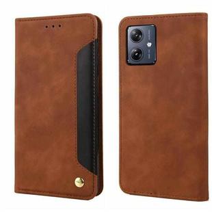 For Motorola Moto G55 Skin Feel Splicing Leather Phone Case(Brown)