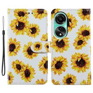 For OPPO A38 4G Painted Pattern Horizontal Flip Leather Phone Case(Sunflower)