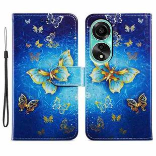 For OPPO A58 4G Painted Pattern Horizontal Flip Leather Phone Case(Butterfly)