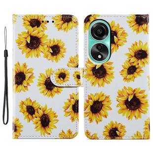 For OPPO A58 4G Painted Pattern Horizontal Flip Leather Phone Case(Sunflower)