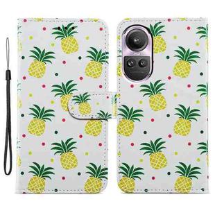 For OPPO Reno10 /10 Pro Global Painted Pattern Horizontal Flip Leather Phone Case(Pineapple)