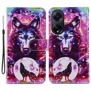 For OPPO A98 Painted Pattern Horizontal Flip Leather Phone Case(Wolf Totem)