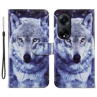 For OPPO A98 Painted Pattern Horizontal Flip Leather Phone Case(White Wolf)