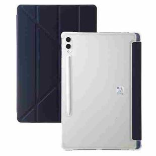 For Samsung Galaxy Tab S9 FE+ Clear Acrylic Deformation Leather Tablet Case(Dark Blue)