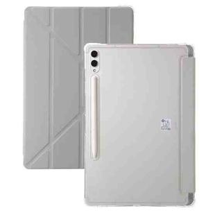 For Samsung Galaxy Tab S10 FE+ Clear Acrylic Deformation Leather Tablet Case(Grey)