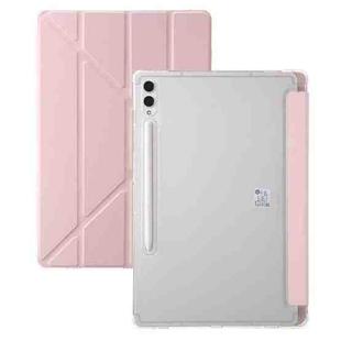 For Samsung Galaxy Tab S10 FE+ Clear Acrylic Deformation Leather Tablet Case(Pink)