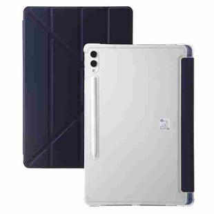 For Samsung Galaxy Tab S10 FE+ Clear Acrylic Deformation Leather Tablet Case(Dark Blue)