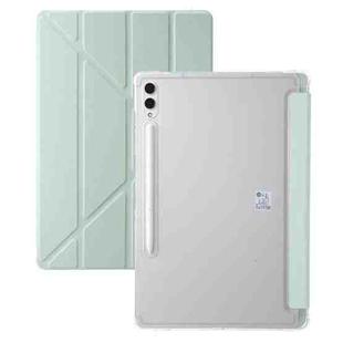 For Samsung Galaxy Tab S10 FE+ Clear Acrylic Deformation Leather Tablet Case(Green)