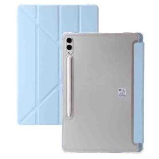 For Samsung Galaxy Tab S10 FE+ Clear Acrylic Deformation Leather Tablet Case(Ice Blue)