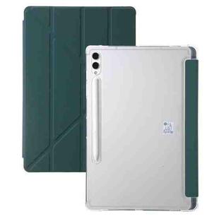 For Samsung Galaxy Tab S10 FE+ Clear Acrylic Deformation Leather Tablet Case(Deep Green)