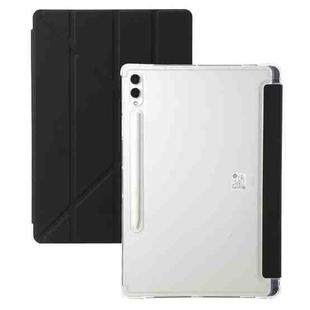 For Samsung Galaxy Tab S10 FE+ Clear Acrylic Deformation Leather Tablet Case(Black)