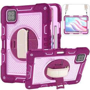 For Xiaomi Pad 7 / 7 Pro 360 Degree Rotation PC Contrast Silicone Tablet Case(Rose Red + Pink)