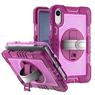 For Xiaomi Redmi Pad 2 360 Degree Rotation PC Contrast Silicone Tablet Case(Rose Red + Pink)