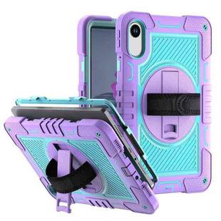 For Xiaomi Redmi Pad 2 360 Degree Rotation PC Contrast Silicone Tablet Case(Purple + Mint Green)