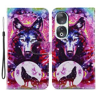 For Honor 90 Painted Pattern Horizontal Flip Leather Phone Case(Wolf Totem)